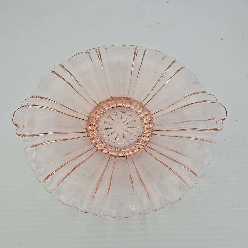 VTG. Anchor Hocking Pink Depression Glass Old Cafe Pattern Open Candy Dish‎